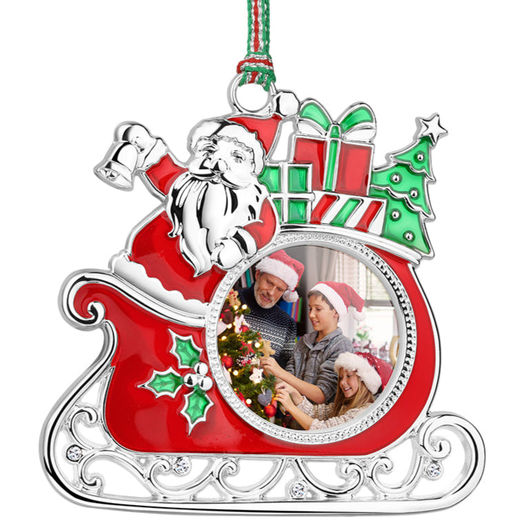 Newbridge Silverware Santa on Sleigh Photo Frame Tree Decoration-Goviers