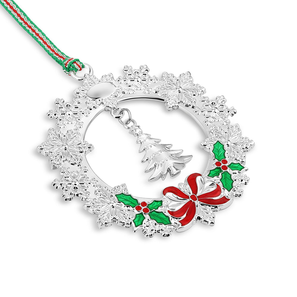 Newbridge Silverware Wreath with Christmas Tree Decoration-Goviers