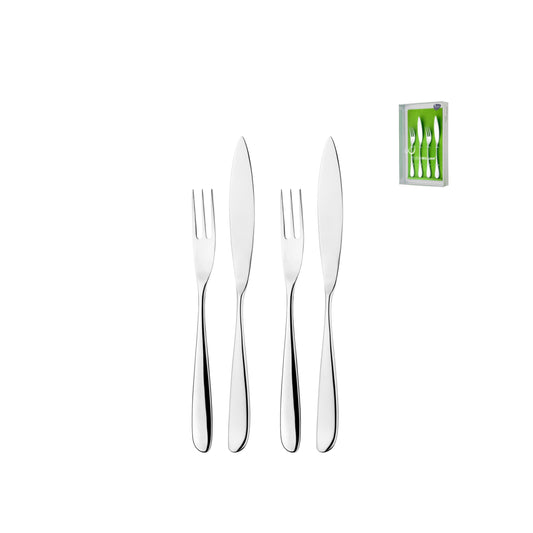 Studio William Olive Mirror Fish Fork and Knife Set of 4