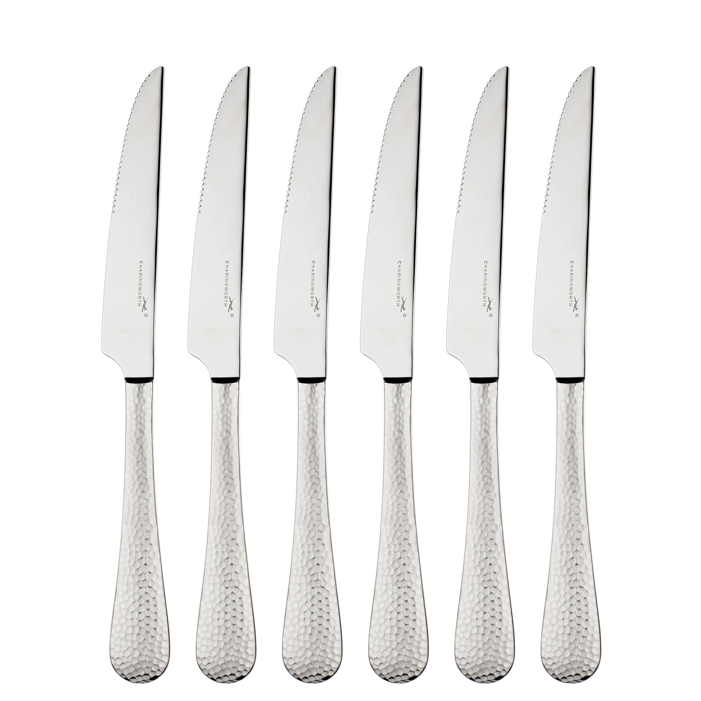 Charingworth Planish Satin 6 Piece Steak Knife Set