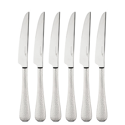 Charingworth Planish Satin 6 Piece Steak Knife Set