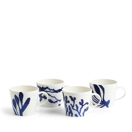 Royal Doulton Pacific Blue Mug 400ml Mixed Patterns Blue Set of 4