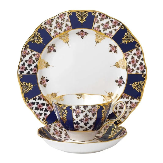 Royal Albert 100 years of Royal Albert 1900 Regency Blue 3 piece set