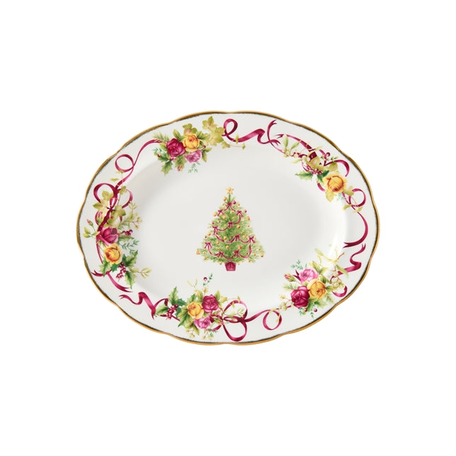 Royal Albert Old Country Roses Christmas Tree Oval Platter