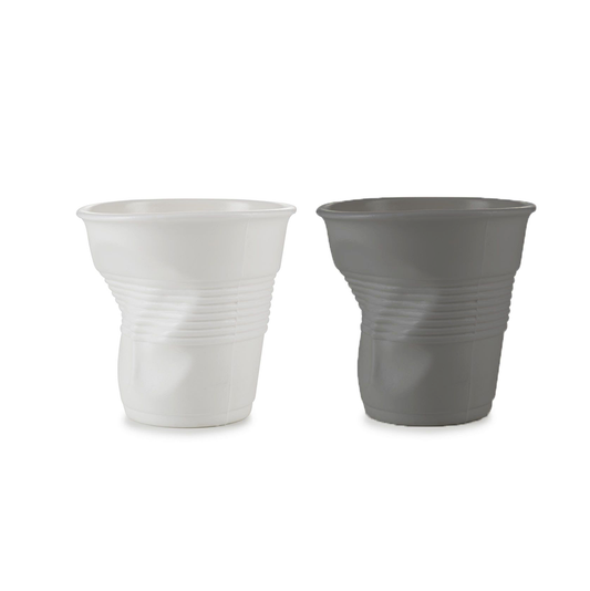 Revol Crumpled Cup Pair 18cl Grey and White