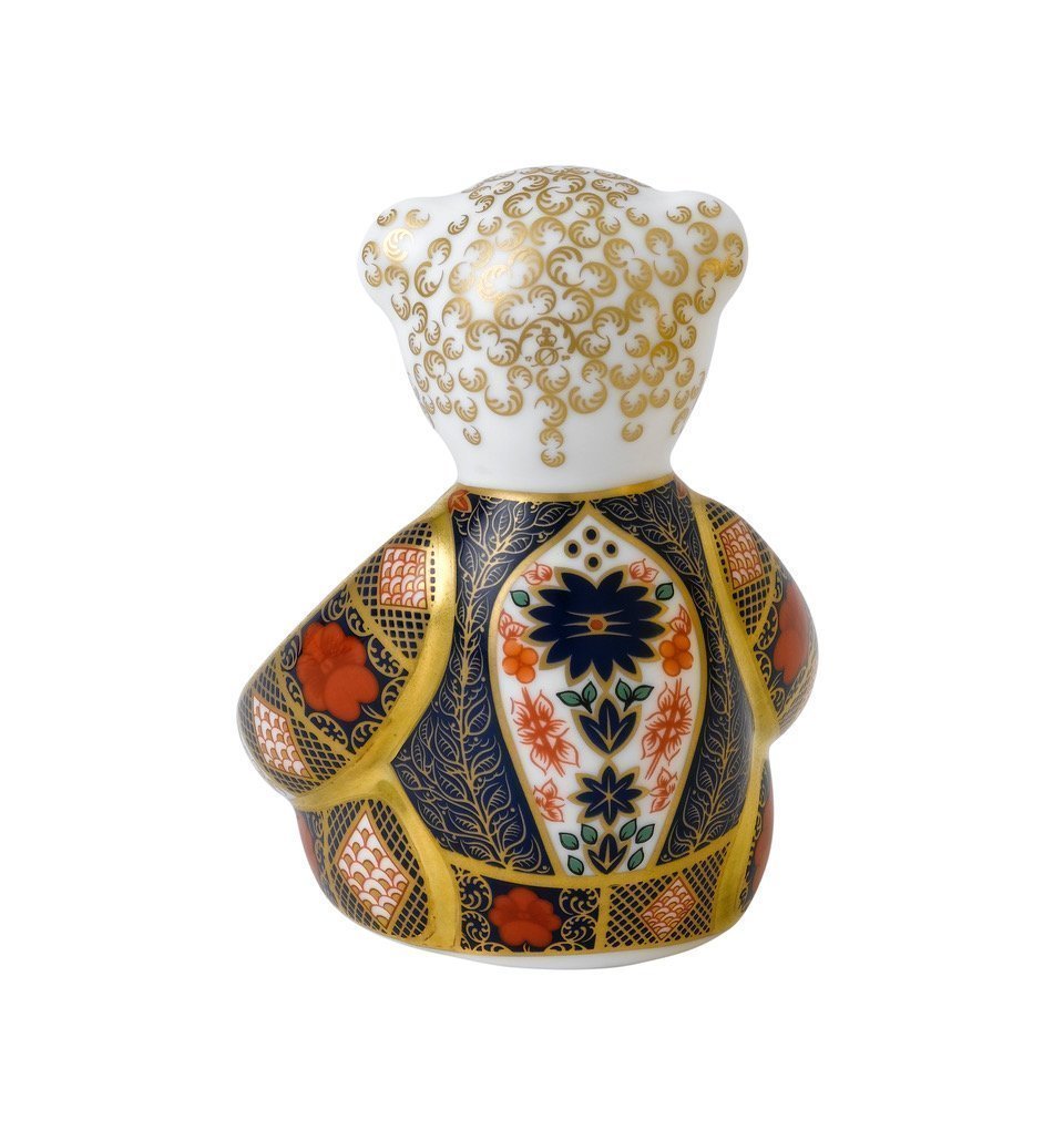 Royal Crown Derby Imari Solid Gold Band Teddy Bear-Paperweights-Goviers