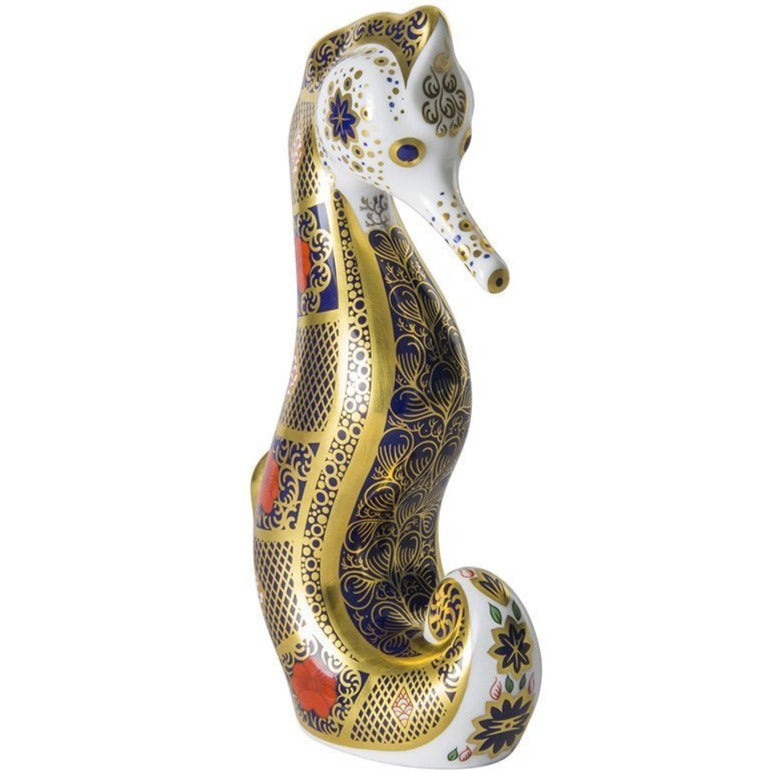 Royal Crown Derby Solid Gold Band Seahorse Paperweight-Collectables-Goviers