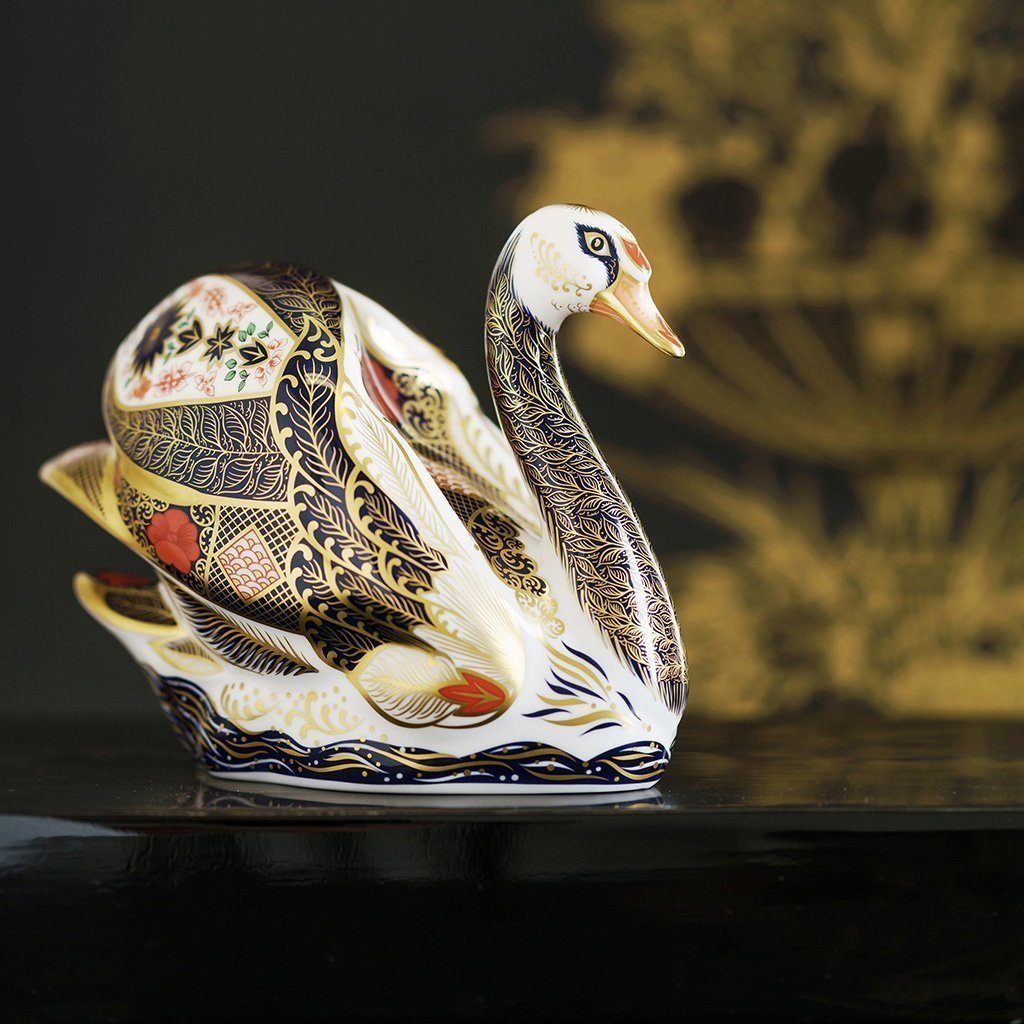 Royal Crown Derby Solid Gold Band Swan New
