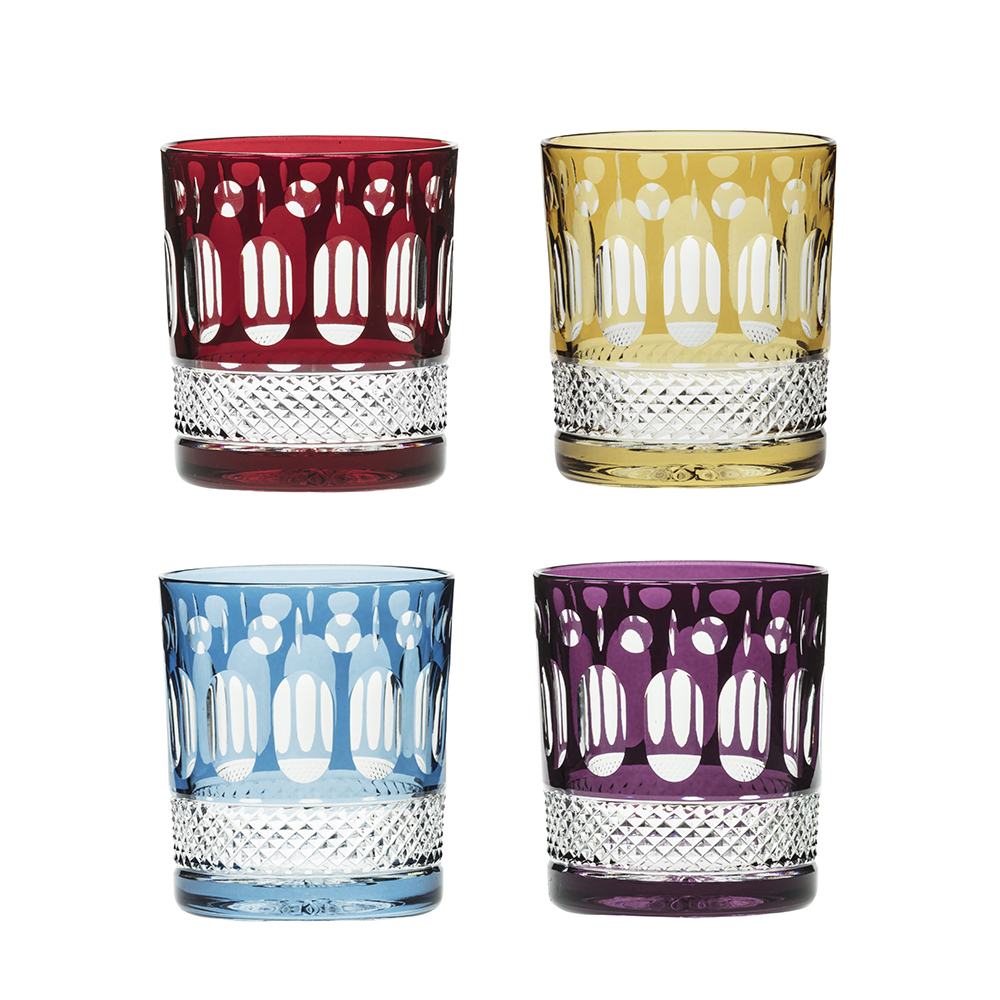 Royal Scot Crystal Belgravia Mixed Colours Large Crystal Tumblers Set of 4