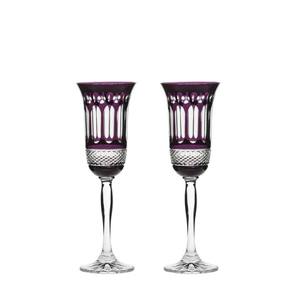 Royal Scot Crystal Belgravia Mulberry Champagne Flutes Set of 2-Goviers