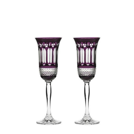 Royal Scot Crystal Belgravia Mulberry Champagne Flutes Set of 2-Goviers