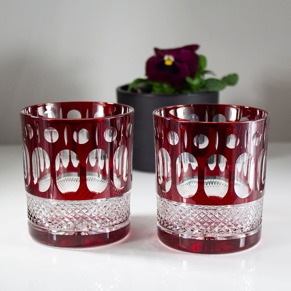 Royal Scot Crystal Belgravia Ruby Red Large Crystal Tumblers Set of 2-Goviers