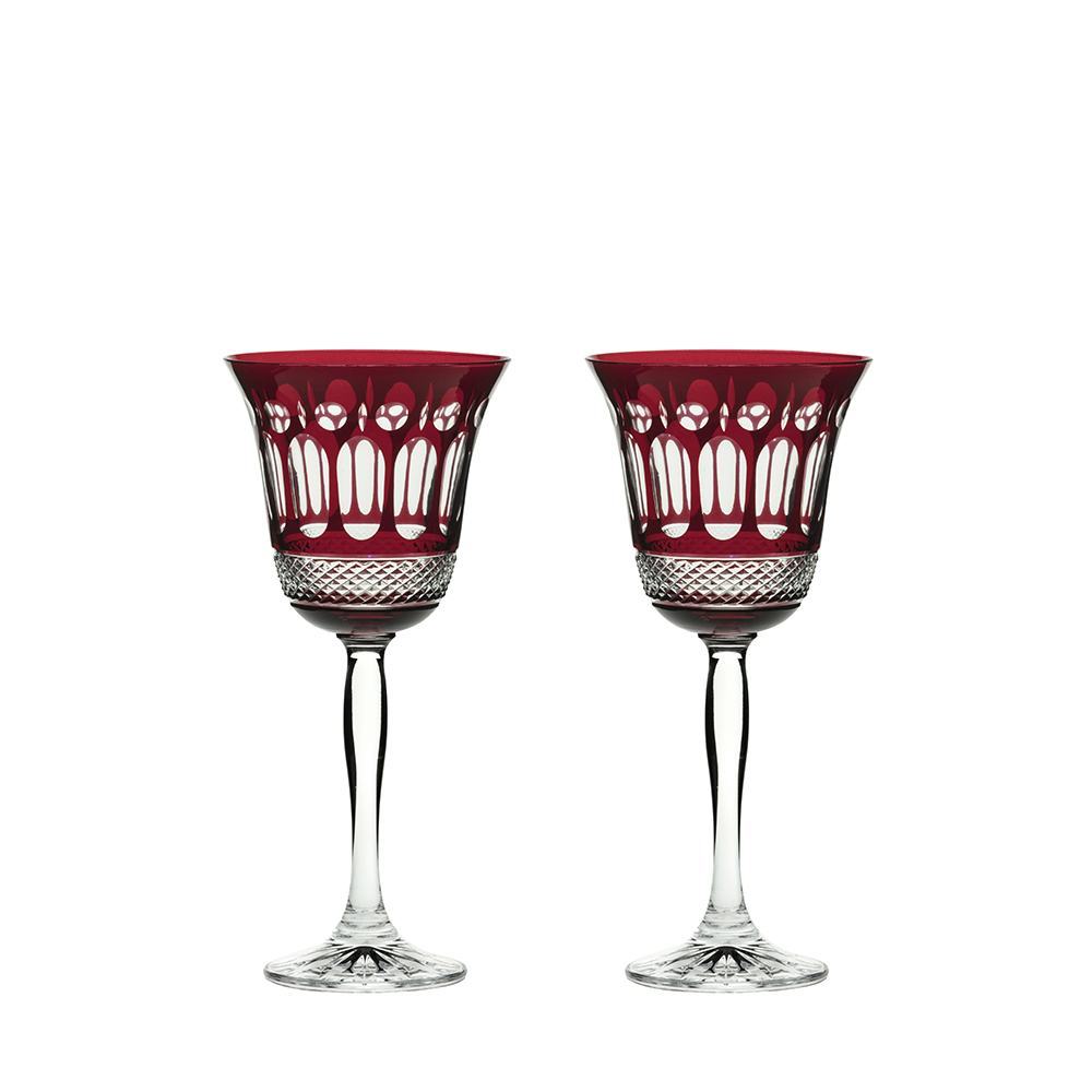 Royal Scot Crystal Belgravia Ruby Red Set of 2 Large Wine Glasses - DELIVERY AUGUST