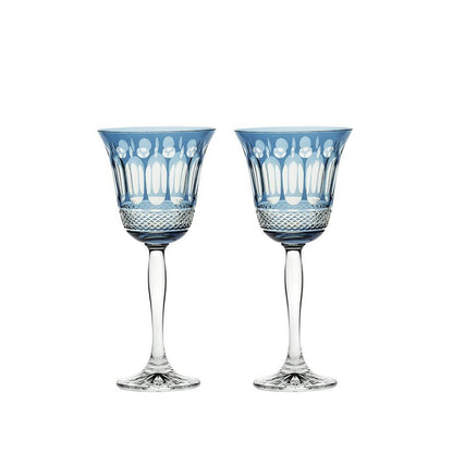 Royal Scot Crystal Belgravia Sky Blue Large Crystal Wine Glasses Set of 2-Goviers