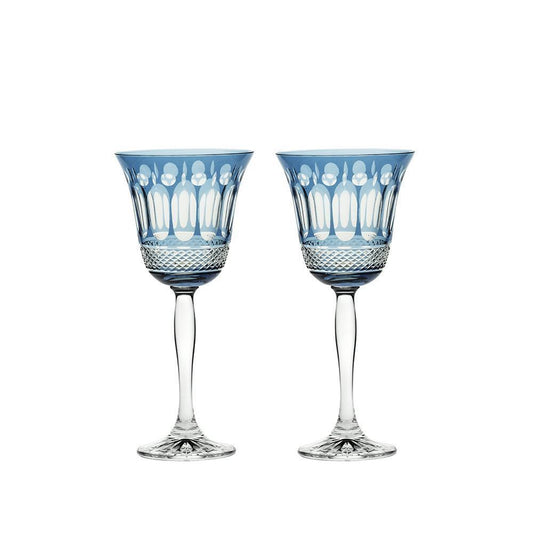 Royal Scot Crystal Belgravia Sky Blue Large Crystal Wine Glasses Set of 2-Goviers