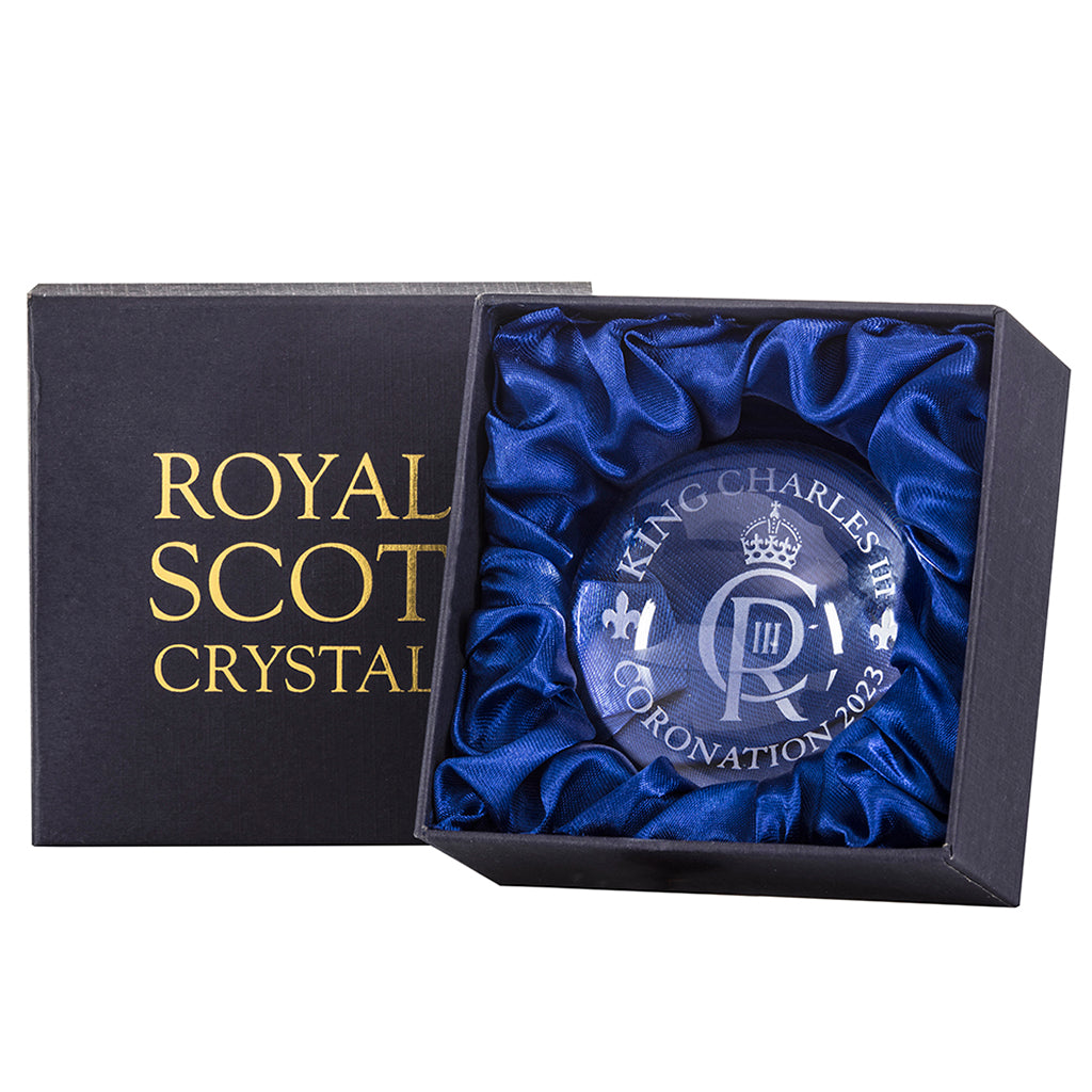 Royal Scot Crystal Coronation Paperweight