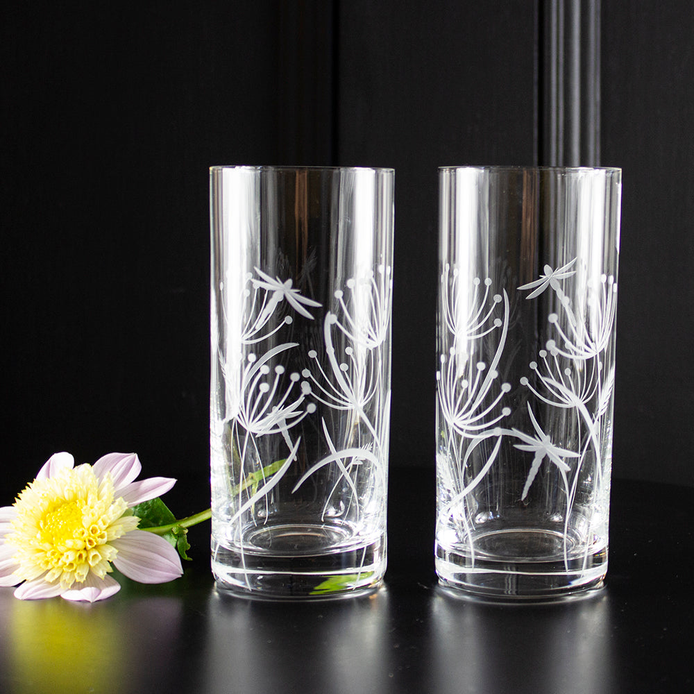 Royal Scot Crystal Dragonfly Tall Tumblers Set of 2