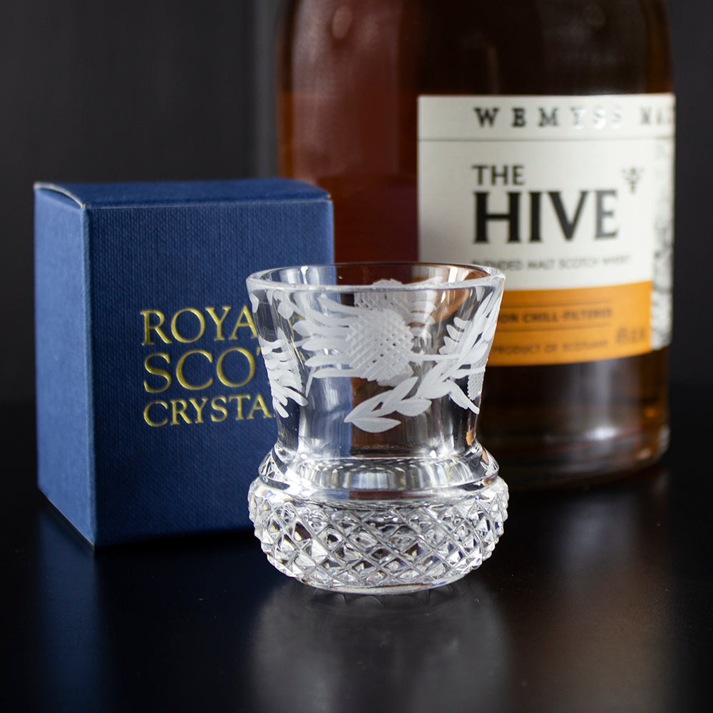 Royal Scot Crystal Flower of Scotland Tot Glass (Thistle Shape)
