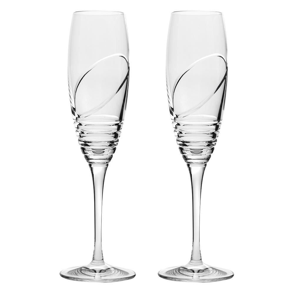 Royal Scot Crystal Saturn Box of 2 Champagne Flutes