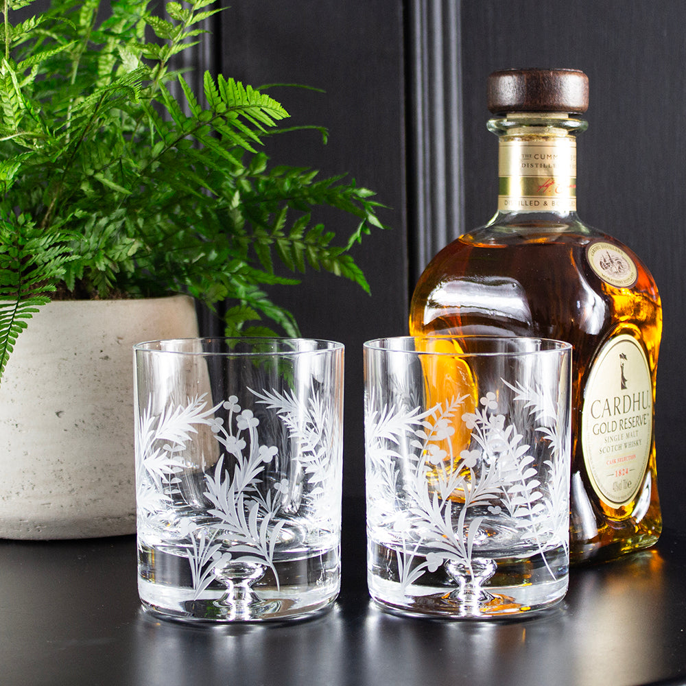 Royal Scot Crystal Woodland Fern Large Tumblers Set of 2