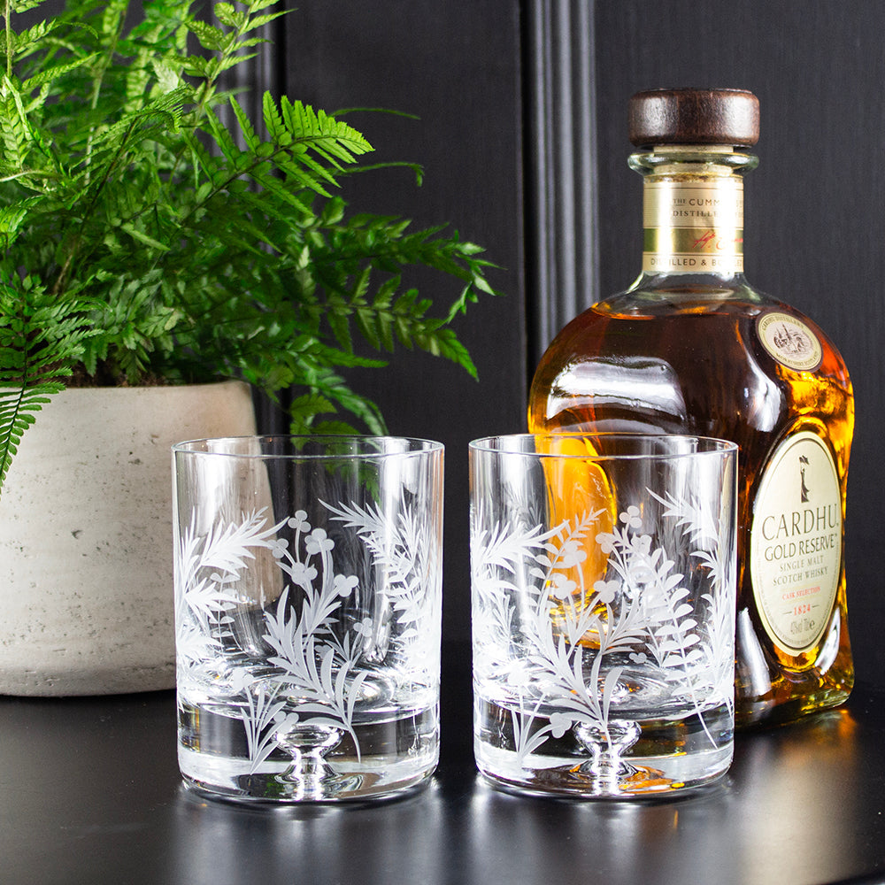 Royal Scot Crystal Woodland Fern Large Tumblers Set of 2-Goviers