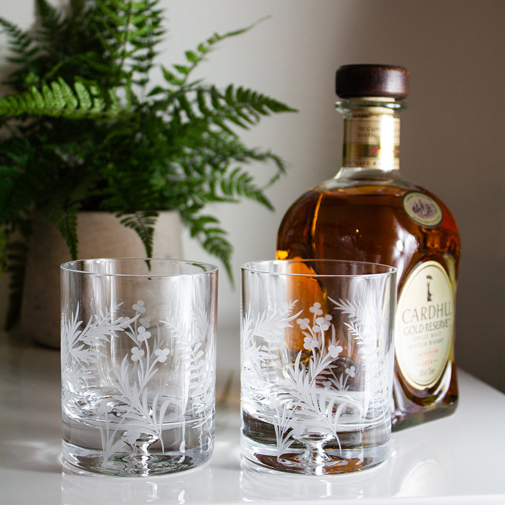 Royal Scot Crystal Woodland Fern Large Tumblers Set of 2