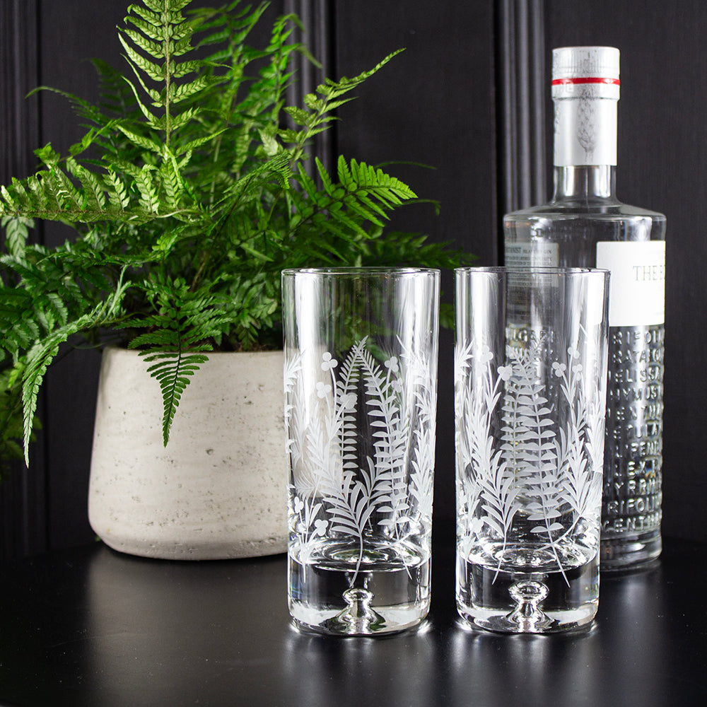 Royal Scot Crystal Woodland Fern Tall Tumblers Set of 2-Goviers