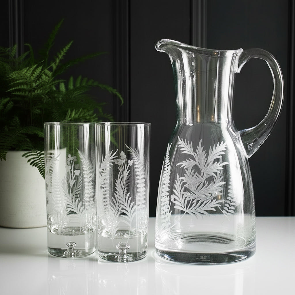 Royal Scot Crystal Woodland Fern Tall Tumblers Set of 2-Goviers