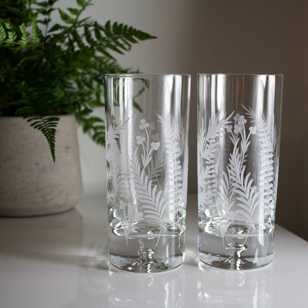 Royal Scot Crystal Woodland Fern Tall Tumblers Set of 2