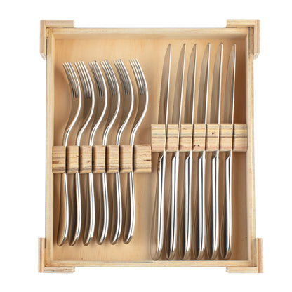 Charingworth Santol Mirror Wooden Box Steak Set 12 Piece
