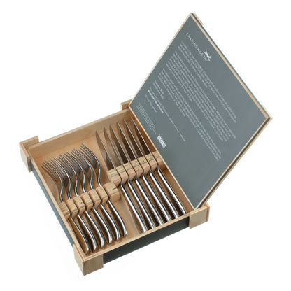 Charingworth Santol Mirror Wooden Box Steak Set 12 Piece