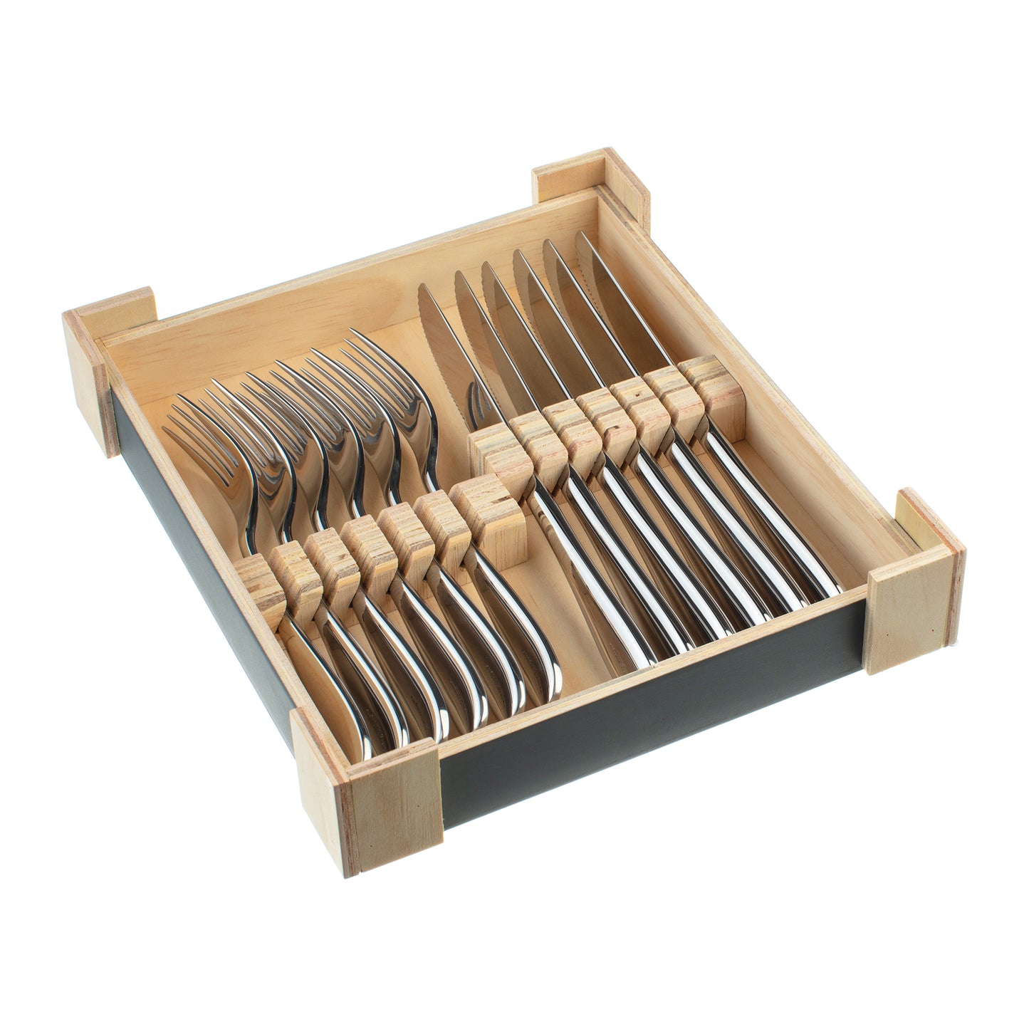 Charingworth Santol Mirror Wooden Box Steak Set 12 Piece