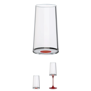 Trebonn SplitGlass Flute/Highball Set of 2 glasses - Red - Stem sold separately
