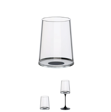 Trebonn SplitGlass White Wine Tumbler Set of 2 Glasses - Black - Stem