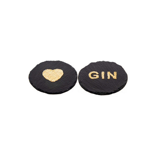Selbrae House Love Gin Pair of Coasters Gold Leaf