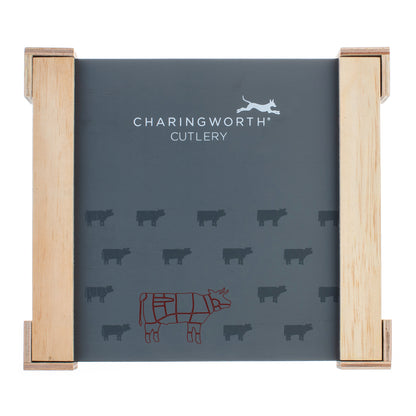 Charingworth Santol Mirror Wooden Box Steak Set 12 Piece