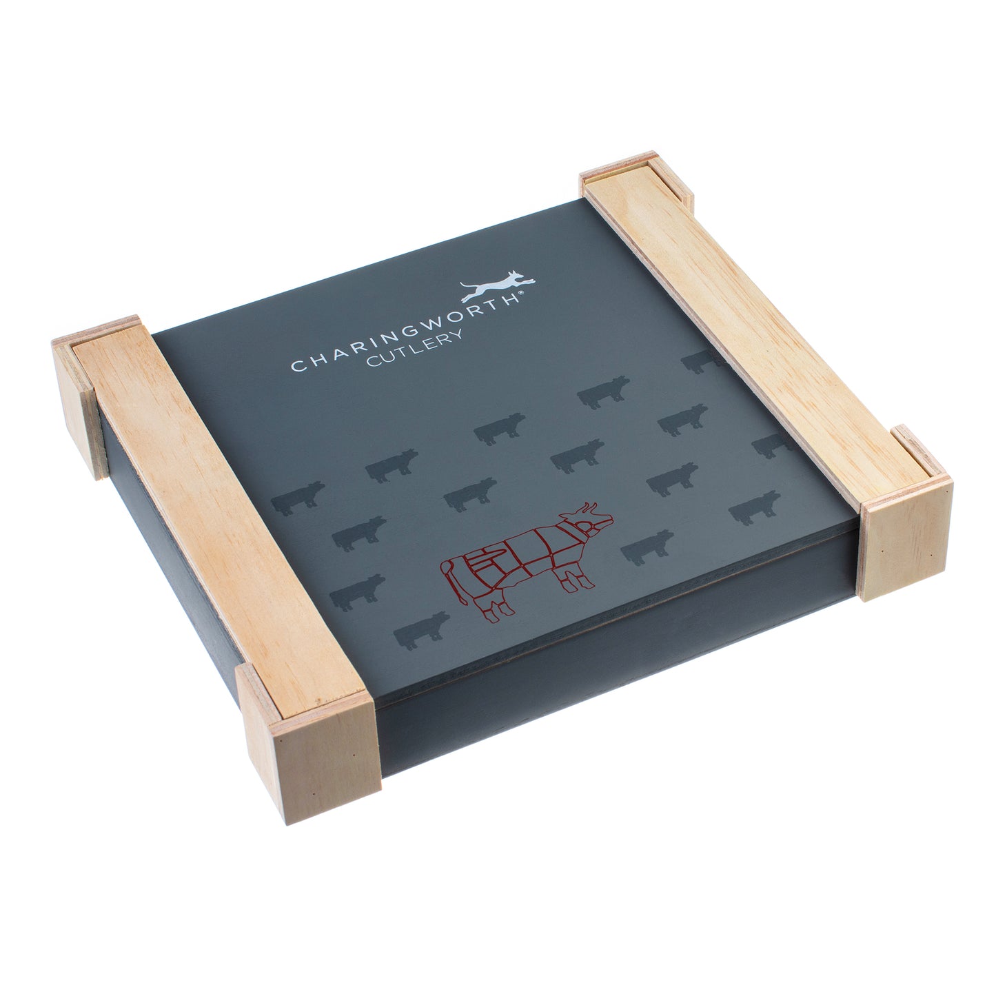 Charingworth Santol Mirror Wooden Box Steak Set 12 Piece