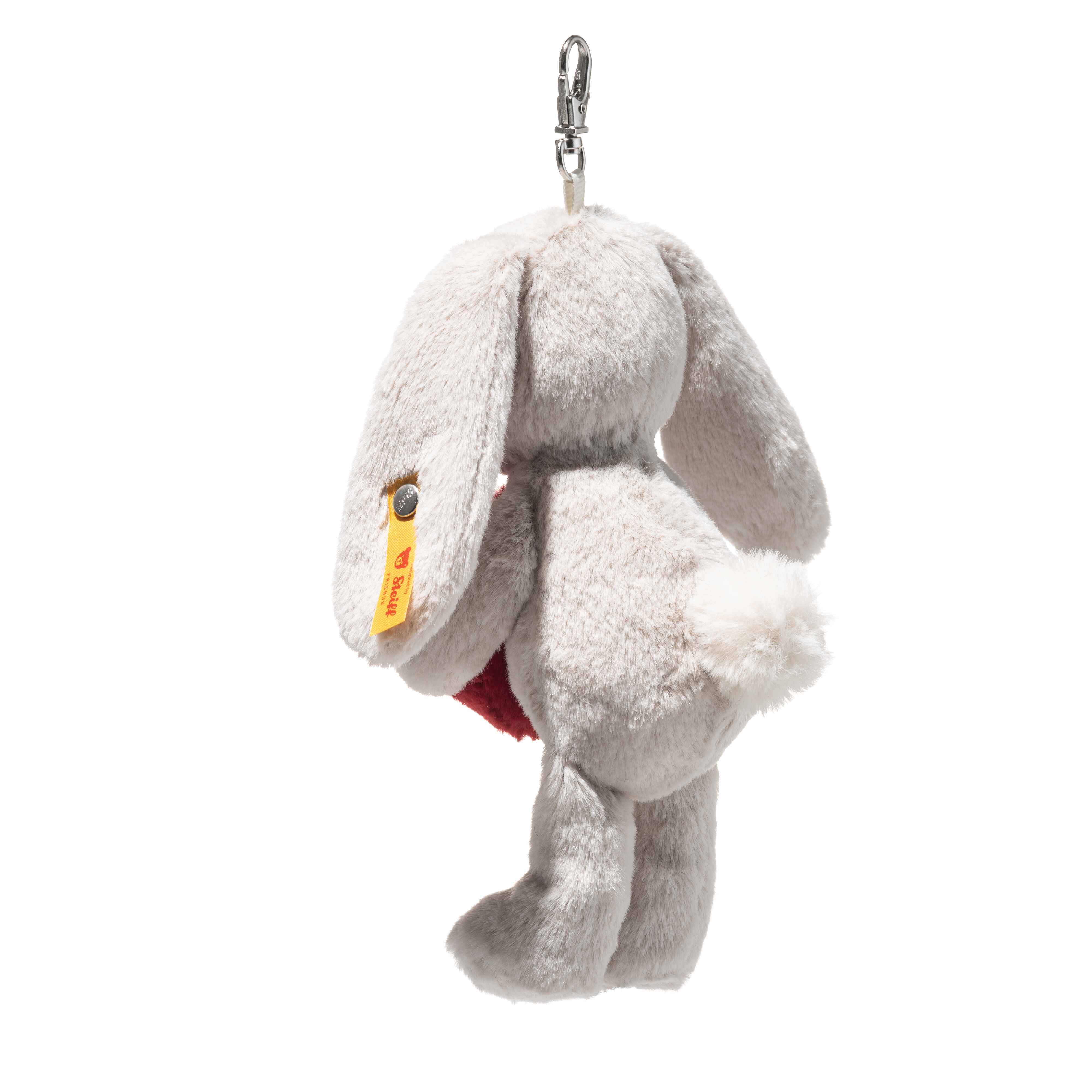 Steiff Soft Cuddly Friends Hoppie Rabbit Love - Grey Keyring