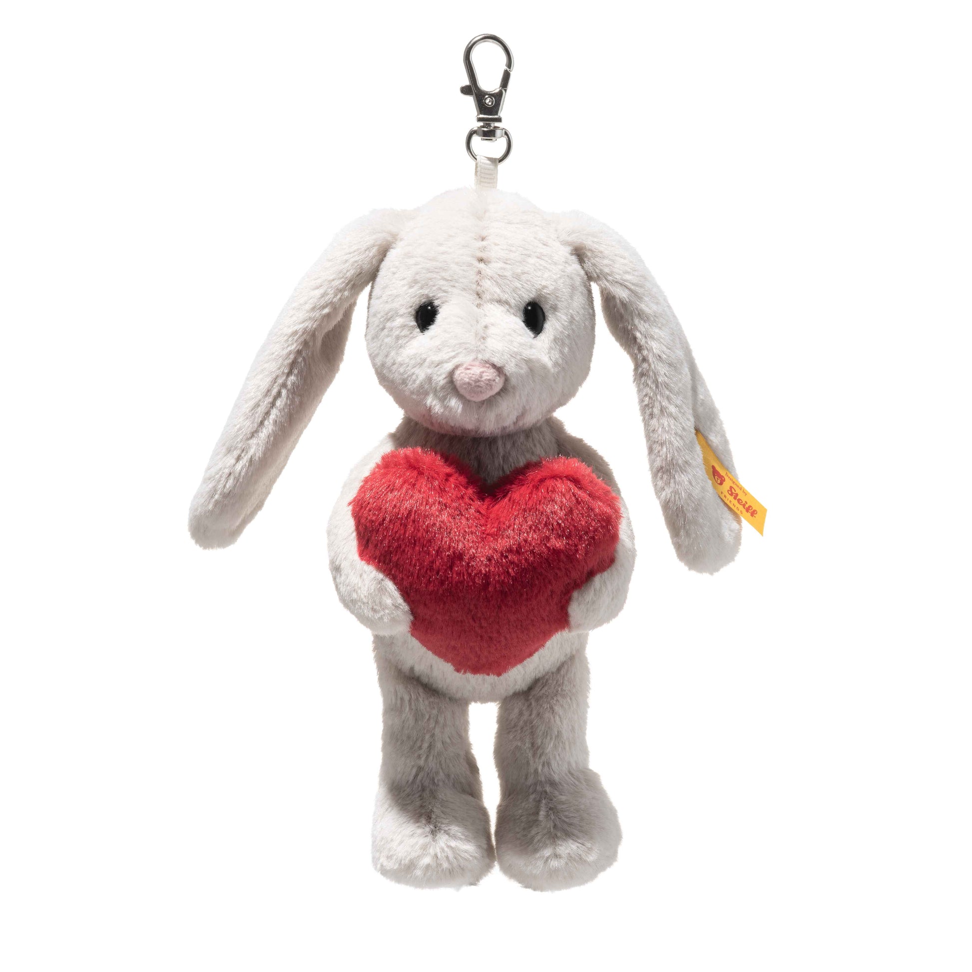 Steiff Soft Cuddly Friends Hoppie Rabbit Love - Grey Keyring-Goviers