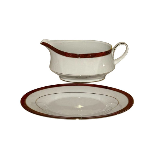 Noritake Marble Red Gravy boat W/Saucer