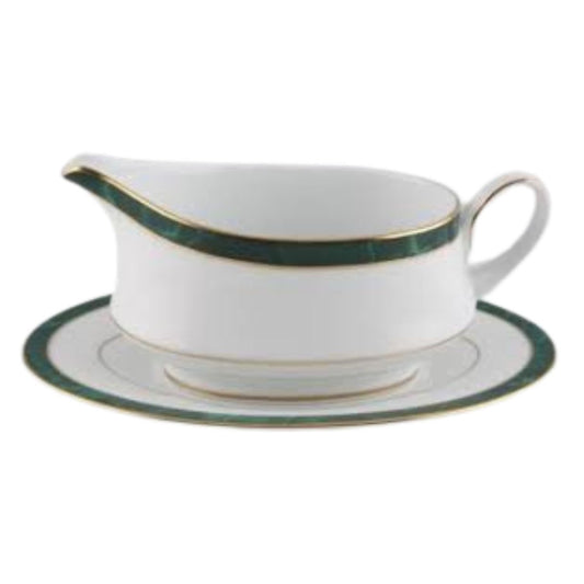 Noritake Marble Green Gravy Boat w/saucer