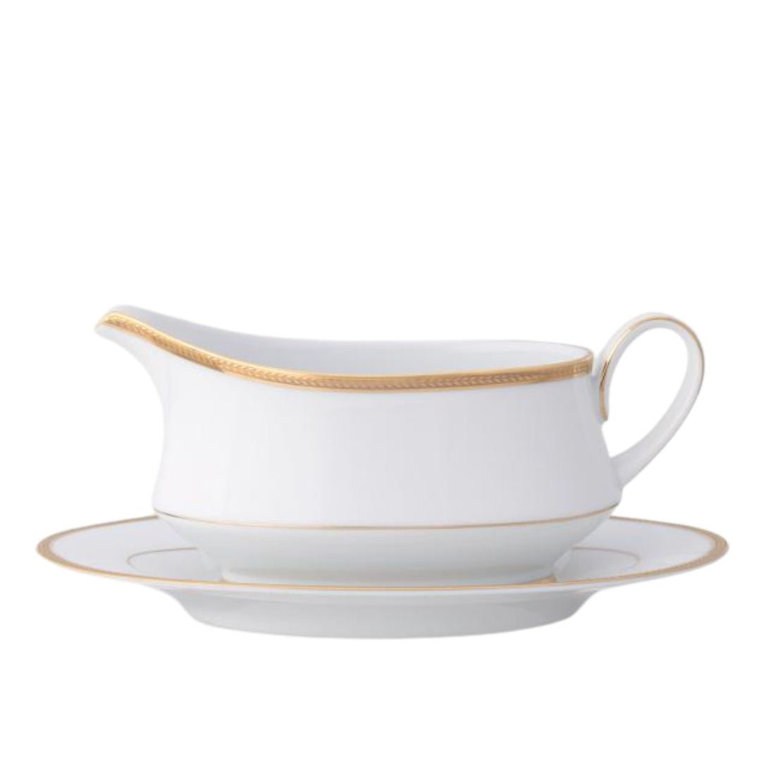 Noritake Toorak Gold Gravy Boat with Tray