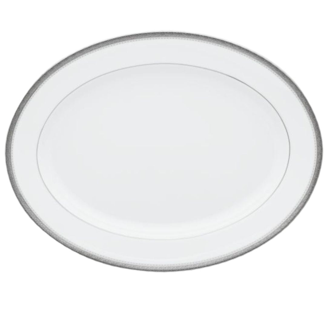 Noritake Charlotta Platinum Oval Platter 34.5cm Medium