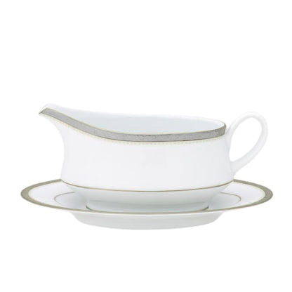 Noritake Charlotta Platinum Gravy Boat & Saucer