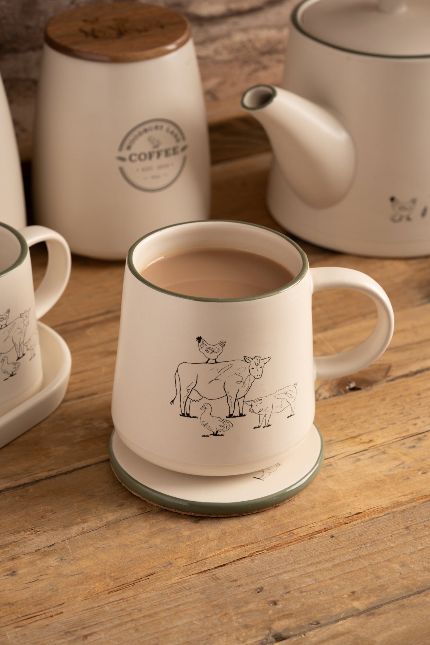 Woodbury Lane Mug & Coaster Set Animals