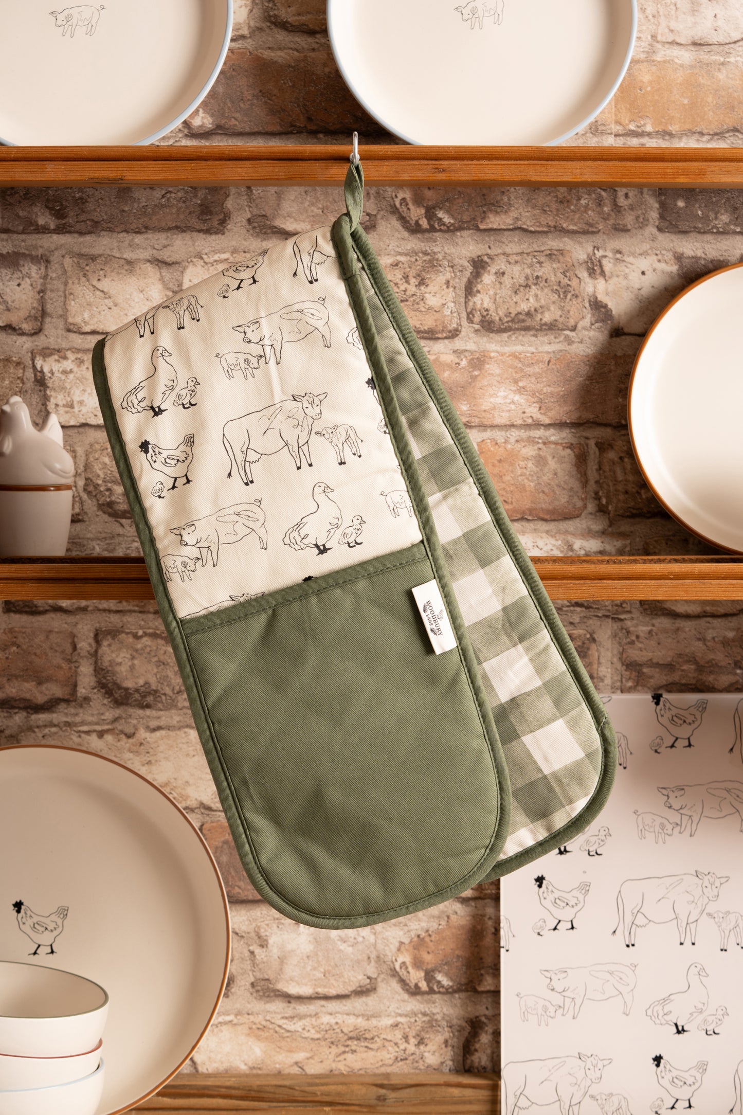 Woodbury Lane Double Oven Glove Green