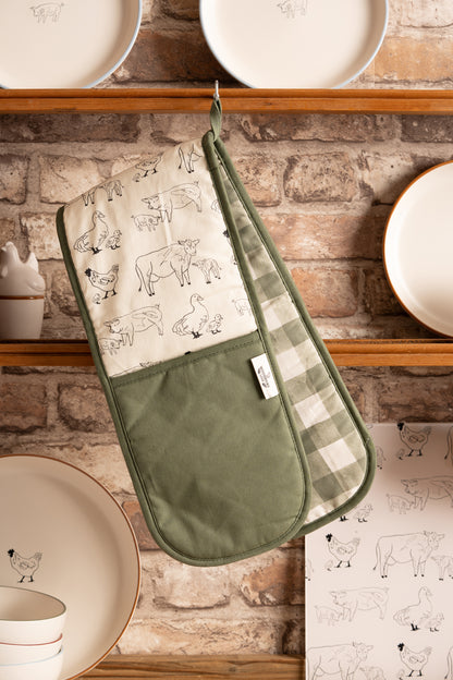 Woodbury Lane Double Oven Glove Green