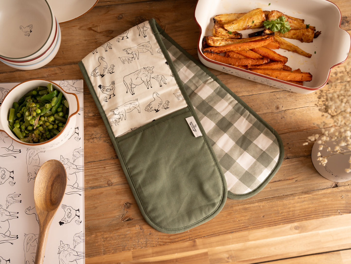 Woodbury Lane Double Oven Glove Green