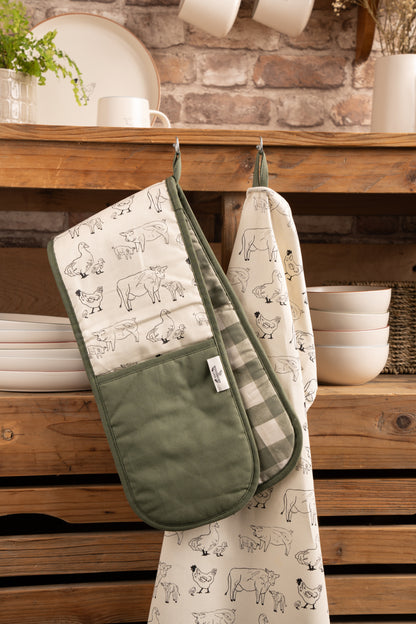 Woodbury Lane Double Oven Glove Green