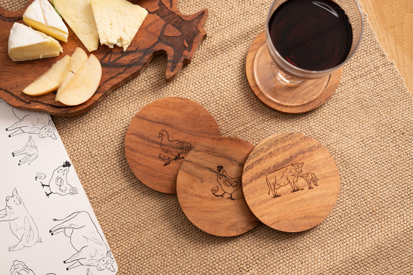 Woodbury Lane Wooden Coasters Set of 4